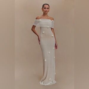 Meshki Brynn Orchid Knit Maxi Dress Ivory Small